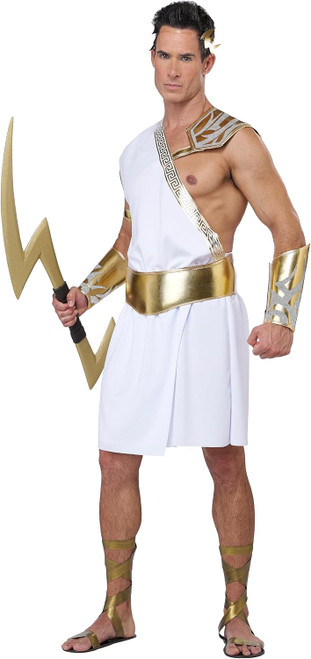 Zeus Greek God King Thunder Toga Man Fancy Dress Up Halloween Adult Costume