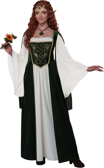 Elven Renaissance Queen Medieval Elf Lord Fancy Dress Up Halloween Adult Costume