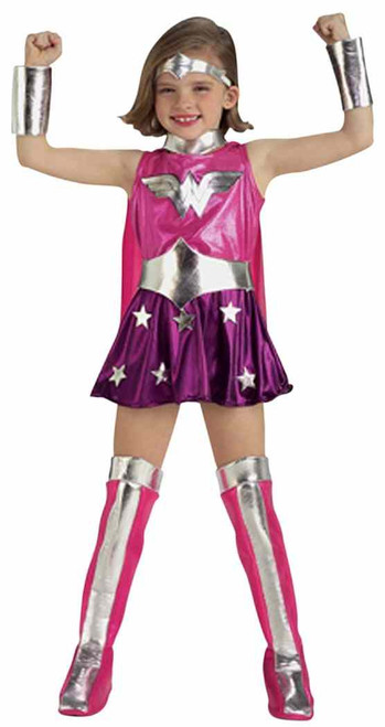 Wonder Woman Pink Justice League Superhero Fancy Dress Halloween Child Costume