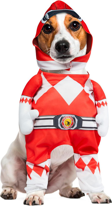 Red Ranger Power Rangers Classic Fancy Dress Up Haloween Pet Dog Cat Costume