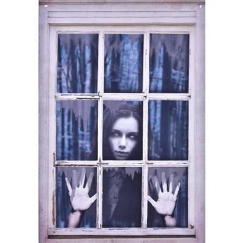 Creepy Woman Fake Window Haunted House Carnival Halloween Party Decoration
