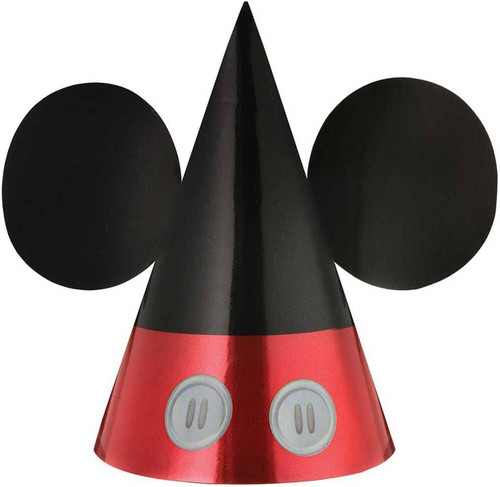 Mickey Mouse Forever Disney Cartoon Kids Birthday Party Favor Metallic Cone Hats