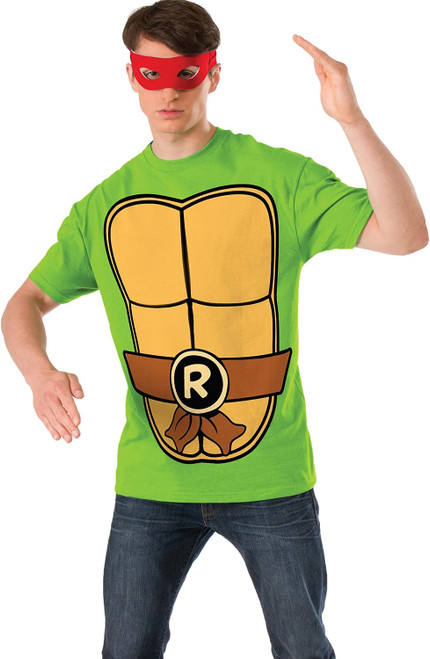 Raphael Shirt Mask TMNT Ninja Turtles Fancy Dress Up Halloween Adult Costume