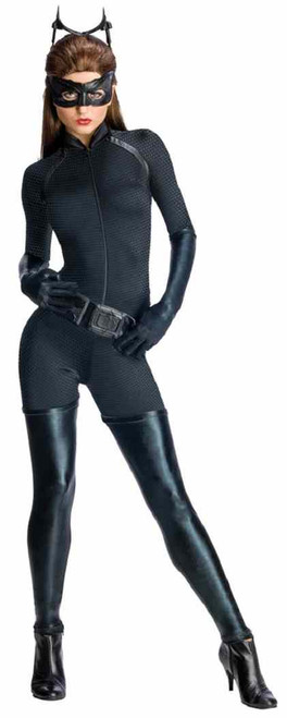 Catwoman Batman Dark Knight Rises Cat Black Fancy Dress Halloween Adult Costume
