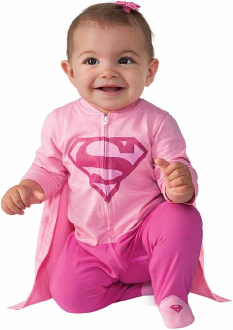 Supergirl Jumper Pink DC Superhero Fancy Dress Up Halloween Baby Child Costume