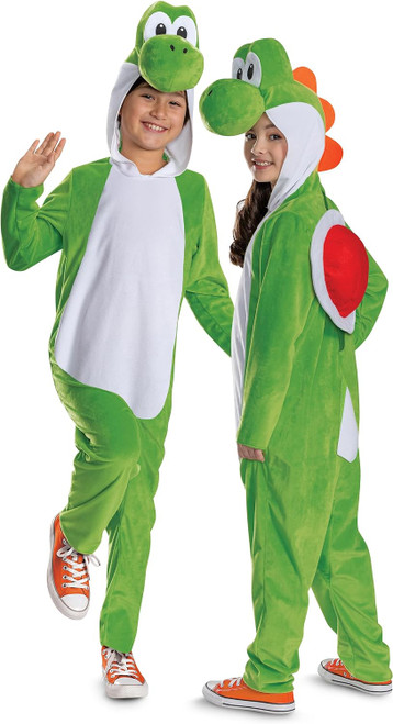 Yoshi Hooded Jumpsuit Classic Nintendo Mario Fancy Dress Halloween Child Costume
