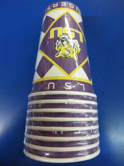 LSU Tigers Checkered NCAA Sports Party 12 oz. Paper Cups