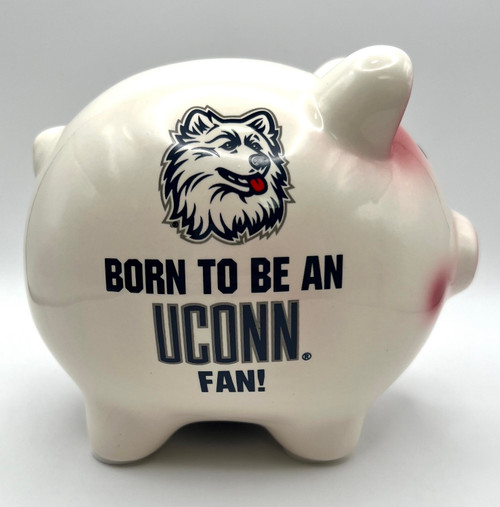 Connecticut Huskies UConn NCAA College Gift Rare Born to Be Ceramic Piggy Bank