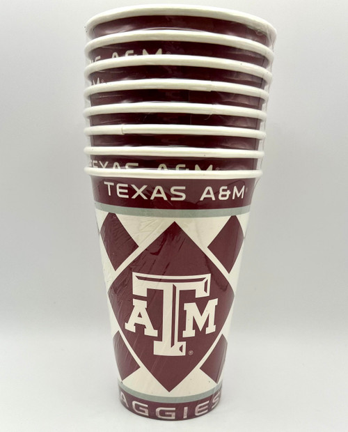 Texas A&M Aggies Checkered NCAA University Sports Party 12 oz. Paper Cups