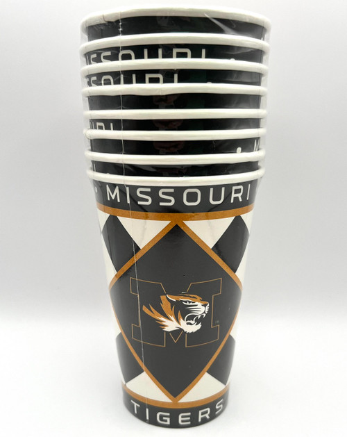 Missouri Tigers SEC Checkered NCAA University Sports Party 12 oz. Paper Cups