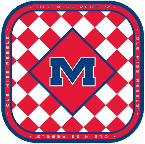 Ole Miss Rebels SEC Checkered NCAA Sports Party 9" Square Paper Dinner Plates