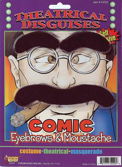 Comic Eyebrows & Moustache Adult Costume Accessory