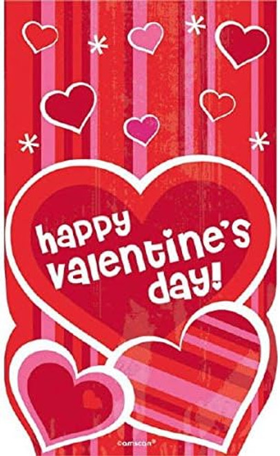 Happy Valentine's Day Hearts Party Favor Bags Large Die-Cut Cello Treat Sacks