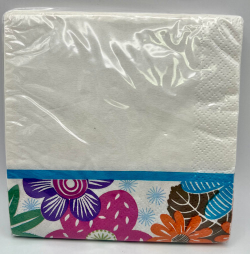 Fall Mod Floral Autumn Flower Modern Garden Party Paper Beverage Napkins