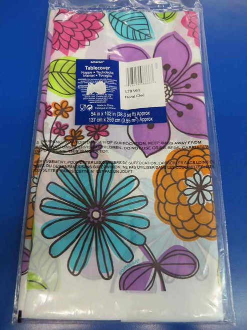 Floral Chic Plastic Tablecover