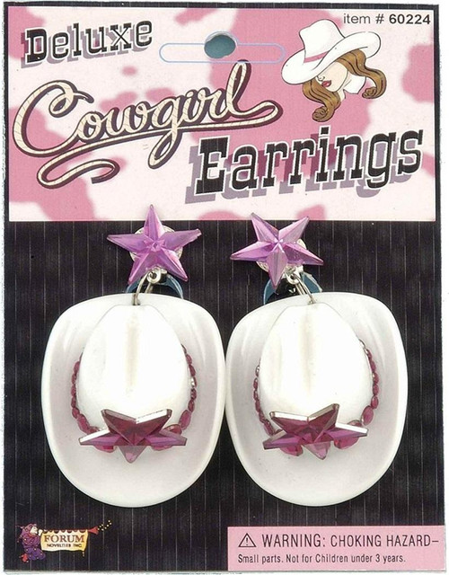 Cowgirl Hat Earrings Adult Costume Accessory