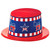 Democratic Plastic Top Hat Patriotic Party Adult Costume Accessory