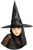 Satin Witch Hat w/Black Hair Adult Costume Accessory