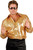 Gold Glitter Hologram Disco Shirt Pimp Fancy Dress Up Halloween Adult Costume