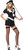 Gangster Moll Pinstripe 20's Black Fancy Dress Up Halloween Sexy Adult Costume