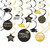 Grad Black, Silver & Gold School Graduation Theme Party 30 ct. Swirl Decorations