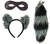 Raccoon Kit Ears Tail Animal Fancy Dress Up Halloween Adult Costume Accessory