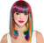 Long Rainbow Bob Wig Suit Yourself Fancy Dress Halloween Adult Costume Accessory