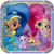 Shimmer & Shine Nick Jr Cartoon Kids Birthday Party 9" Square Dinner Plates