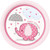 Pink Umbrellaphants Girl Elephant Cute Baby Shower Party 9" Paper Dinner Plates