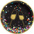 Colorful Confetti Black Happy New Year Party Bulk 6.75" Paper Dessert Plates
