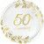 Happy 50th Anniversary Gold White Wedding Party 10.5" Metallic Banquet Plates