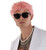 Pink Shaggy Wig Rapper Rock Star Fancy Dress Halloween Adult Costume Accessory