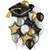 Graduation Cap Black Gold Silver Party Decoration Foil & Latex Balloon Bundle