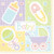 Baby's Nursery Bottle Rattle Pin Carriage Baby Shower Party Beverage Napkins