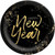 Cheers for the New Year Black Gold Holiday Party 20 ct. 10" Paper Banquet Plates