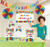 Rainbow Dots & Stripes Bright Birthday Party Customizable Room Decorating Kit