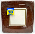 Chocolate Brown Border Party Bulk 7" Square Dessert Plates