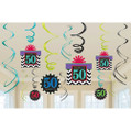 50th Celebration Chevron Stripes Adult Birthday Party Hanging Swirl Decorations