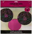 Mis Quince Anos Pink Black Modern 15th Birthday Party Decoration Paper Lanterns