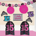 Mis Quince Anos Pink Black Modern 15th Birthday Party Room Decorating Kit