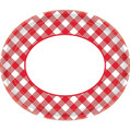 Picnic Gingham Red White Check BBQ Cookout Theme Party 12" Oval Banquet Plates