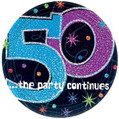 Party Continues Black Over the Hill 50th Birthday Party 9" Paper Dinner Plates