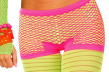 Club Candy Neon Fishnet Costume Boy Shorts Adult: Purple