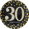 Sparkling Celebration 30th Over Hill Adult Birthday Party 9" Paper Dinner Plates