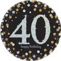 Sparkling Celebration 40th Over Hill Adult Birthday Party 9" Paper Dinner Plates