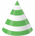 Paw-ty Time! Green White Stripe Birthday Party Favor Cone Hats