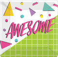 Awesome Party Retro 80's Decades Theme Party 10" Square Paper Dinner Plates