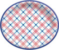 Summer Block Plaid USA Patriotic Party 12" x 10" Oval Paper Banquet Plates