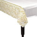 Happy 50th Anniversary Gold White Wedding Party Decoration Plastic Tablecover