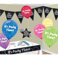 Time to Party Black New Year 21st Birthday Party Room Decorating Kit